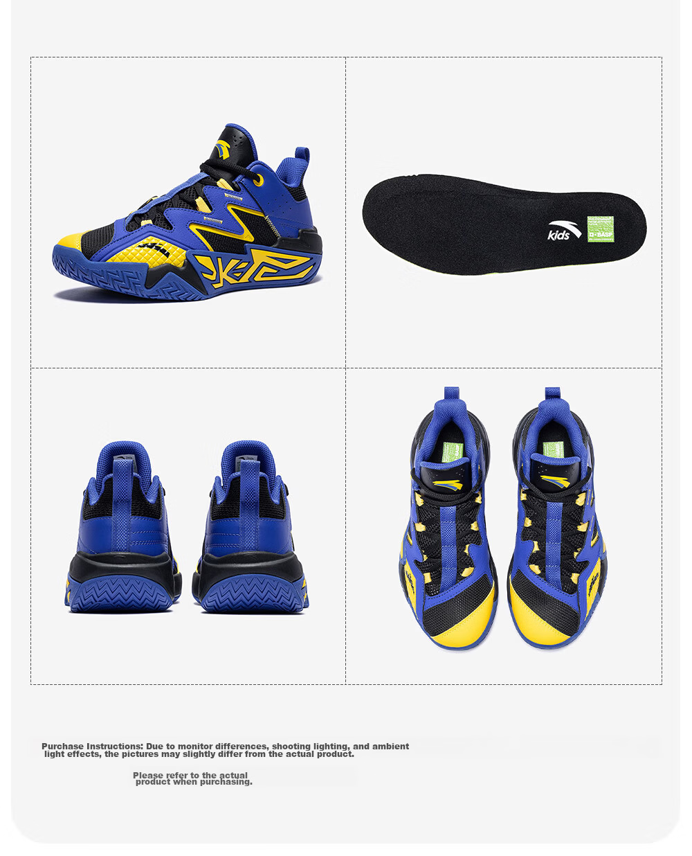 Anta Kids Boys Sports Shoes 2026 Summer Breathable Mesh Durable Cement Basketball Shoes A12621102 48